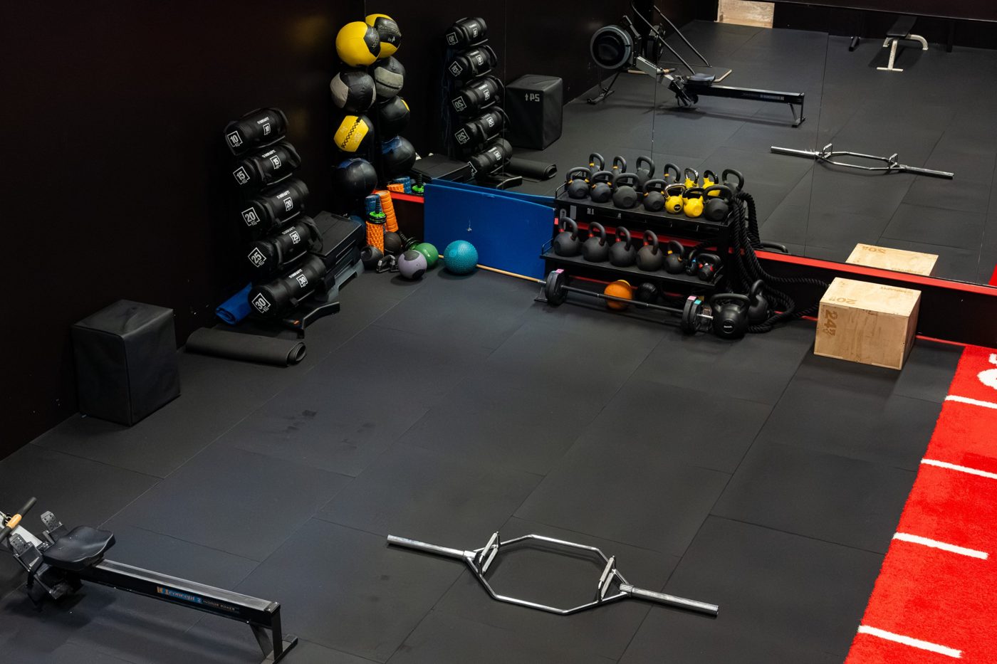 Kettlebells, wall balls and rowing machines in the Northwood gym